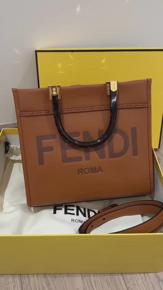 fendi roma plain ladies trendy leather handbag (238) 35 cm big size
