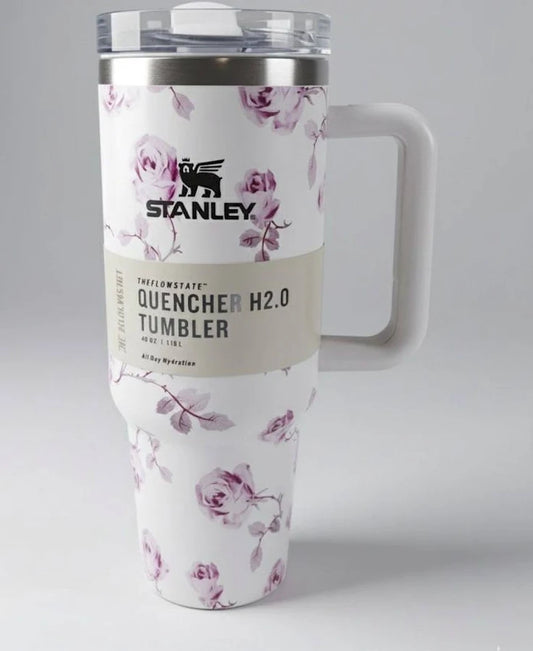 STANLEY White & Rose Single Stainless Steel Floral Double Wall Vacuum Water Bottle