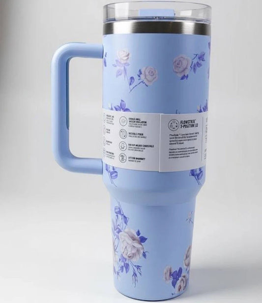 STANLEY Blue & Black Single Stainless Steel Floral Double Wall Vacuum Water Bottle